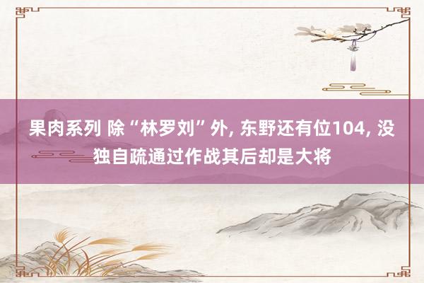 果肉系列 除“林罗刘”外， 东野还有位104， 没独自疏通过作战其后却是大将